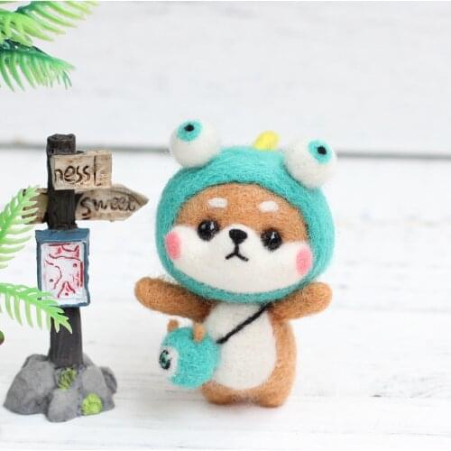 1Set Felt DIY Package Toy Doll Cartoon Animal Wool Felt Poked Kitting Non-Finished Handcarft Wool Felting Material Package