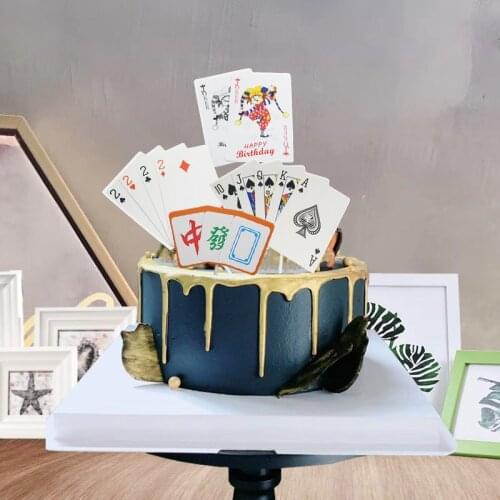 1 Set Funny Poker Chinese Mahjong Cake Ice-cream Cupcake Toppers Picks Kids Birthday Party Decor Festival Dessert Supply