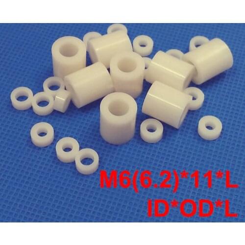 1000pcs M6 6.2*11*3 6.2x11x3 6.2*11*4 6.2x11x4 ID*OD*L ABS Plastic Nylon Round Column Insulation Shim Washer Standoff Spacer