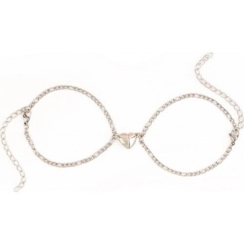2pcs /pair Magnet Attraction Stainless Steel Pendant Couple Bracelets Jewelry Titanium Steel Chain Bracelet for Women and Men