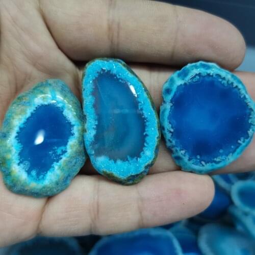 3PCS Natural and beautiful blue agate slices can be used as decoration or as coasters