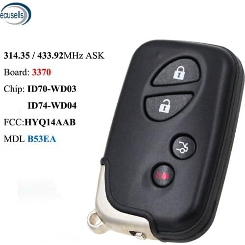 4 Buttons 314.35/433.92MHz ID74 PCB 3370 Smart Remote Key For Lexus ES350 IS250 IS350 GS300 GS350 GS430 GS450H GS460 LS460