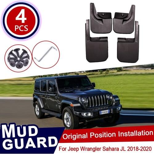 4pcs for Jeep Wrangler Sahara JL 2018 2019 2020 Car Mud Flaps Front Rear Mudguard Splash Guards Fender Mudflaps Flap Accessories