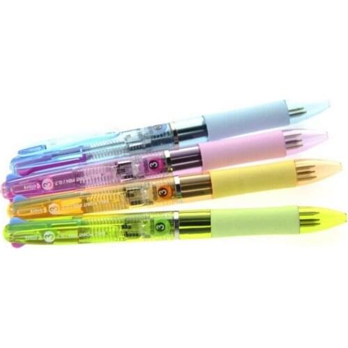 4 PCS /lot 3 colors in 1 Press Ballpoint Pen 0.7mm Classic Office& School Accessories Pen Stationery Escolar Material