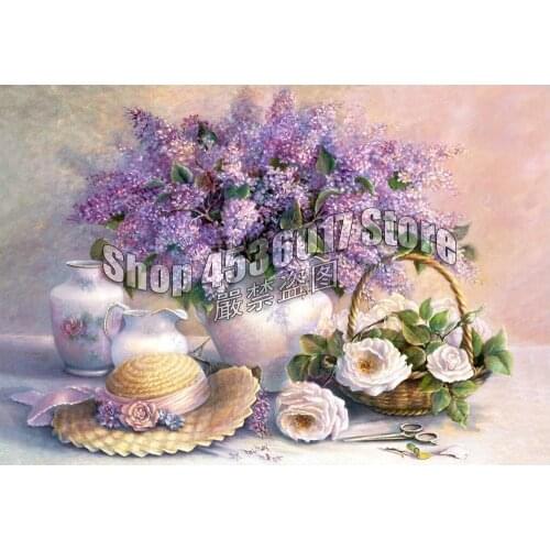 Diamond Mosaic Flower Day Full Square 5D Diy Diamond Painting Lavender vase Diamond Embroidery Home Decoration Cross Stitch Kit