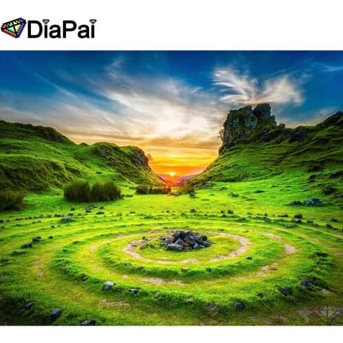 DIAPAI 5D Diamond Pattern Rhinestone Needlework Diy Diamond Painting Cross Stitch "Sunset scenery" Diamond Embroidery A27754