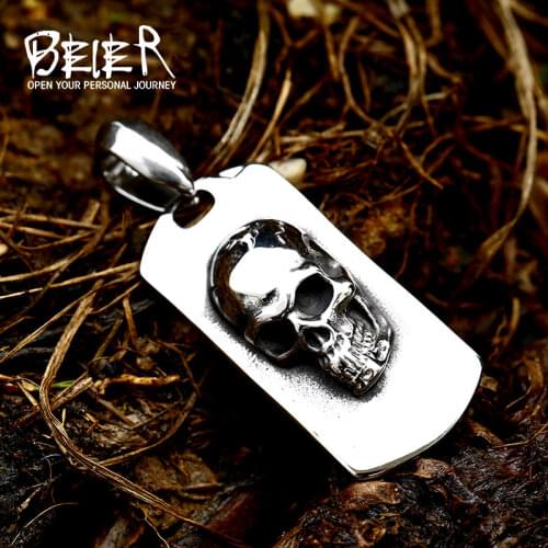 Beier 316L stainless steel Skull sign Mens Pendant Necklace Punk Rock Small Cross High Quality Jewelry LLBP8-441P