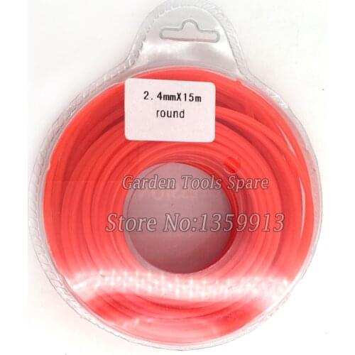White color 15M round nylon trimmer line with 2.4MM size