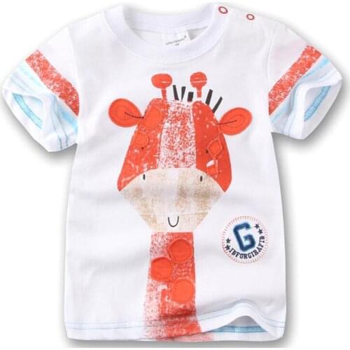 Free shipping New Kids Short Sleeve T-Shirts Cartoon Giraffe Boys t shirt Children Summer Pure Cotton Tops Tees Casual Wear