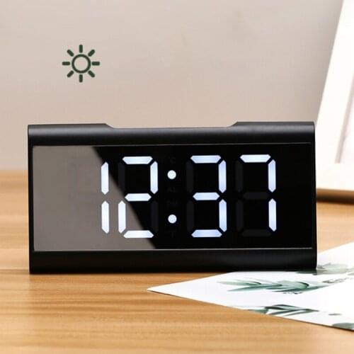 Digital Alarm Clock LED Display Clock Makeup Bedroom Mirror Travel Alarm Office Bedroom Clock Alarm Clock