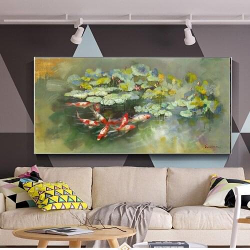 DIY Diamond Painting Chinese Abstract Water Lily Nine Koi Landscape Full Square Round Diamond Embroidery animals Diamond Mosaic