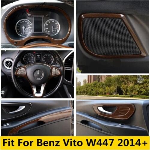 Wood Grain Look Interior Kit Door Speaker / Handle Bowl Frame Cover Trim For Mercedes-Benz Vito W447 2014 - 2021 ABS Accessories