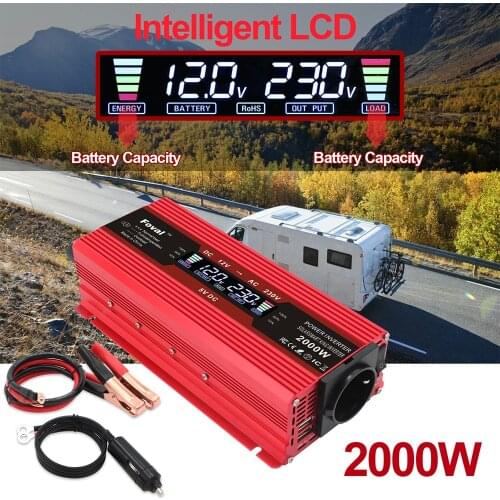 LCD screen power Inverter 1500W/2000W/2600W Voltage Convertor Transformer DC 12V to AC 220V Transformer Convert EU socket