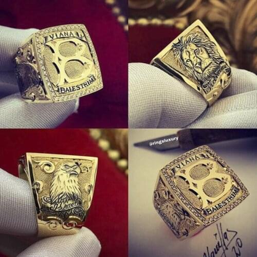 Vintage Carved Letter B With Eagle Gold Color Hand Ring Hip Hop Punk Street Men/Female Hand Wearing Ring Party Jewery Wholesale