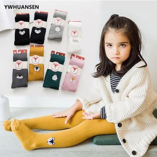 Spring Cute Animal Baby Girl Winter Clothes Autumn Knitted Children Pantyhose Cotton Double Needle Tights for Girls