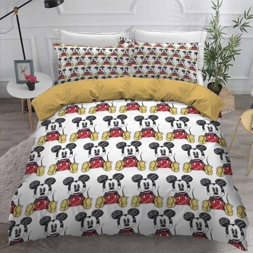 Disney Mickey Minnie Mouse Cute White Blue Soft Duvet Quilt Cover Pillowcase Children Bedroom Decoration Gift Bedding Set