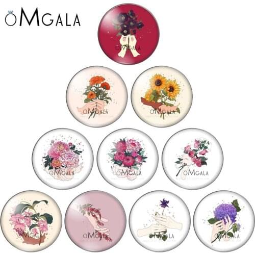 Beautifu Flowers with Hand Round photo glass cabochon demo flat back Making findings 10mm/12mm/16mm/18mm/20mm/25mm/30mm