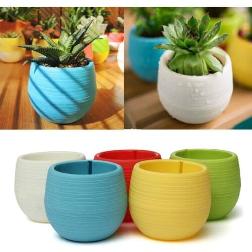 Creative Colourful Mini Round Eco-friendly Plastic Plant Flower Pot Garden Office Decor Planter Succulents Farmhouse Home Decor