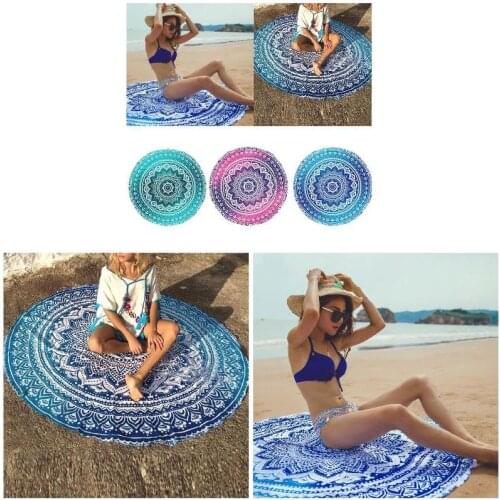 Mandala Round Tapestry Summer Beach Picnic Throw Rug Blanket Bohemia Mats Home Textile Tapestry Home Garden Multifunctional Use