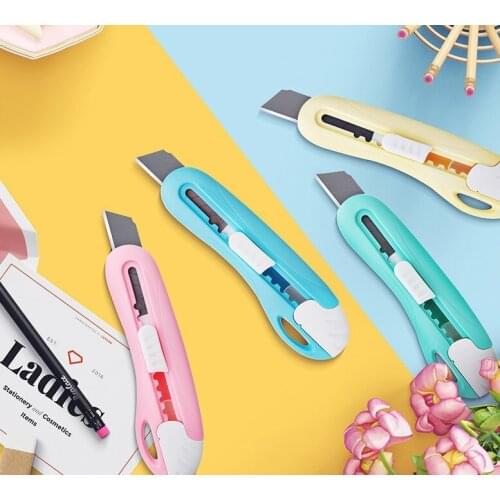 3pcs candy color Cute Mini multi-functional art knife, convenient open case knife paper cutter school office stationery