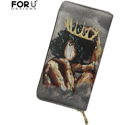 FORUDESIGNS Fashion Women Card Holder Wallet Black Art Girl Patterns Ladies Coin Purse Bag Clutch Bags Bolsa Femininas 2021 New