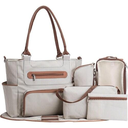 7 Pieces Diaper Bag Set Baby Changing Bags for Mon Large Capacity Handbag Multifunction Travel Stroller Nappy Bag Maternity Bags