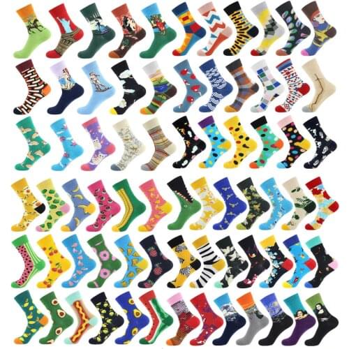Cotton Funny Socks Women &men New 2021 Cute Autumn Winter New Year Santa Claus Christmas Fruit Animal Fish Happy Socks Peonfly