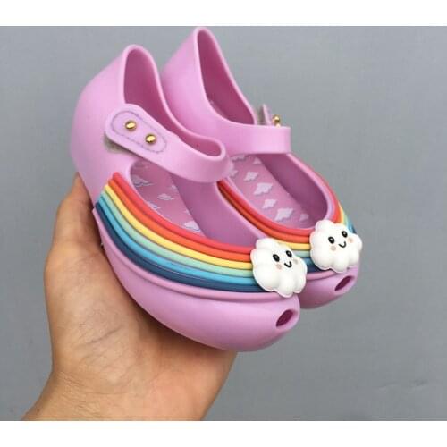 2021 Children new jelly shoes Princess Girl Rainbow Summer sandals Kids baby Cloudy Cute Candy Beach sandal Gift MN046