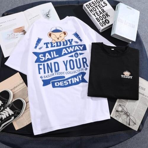 Summer New Short-sleeved Bear Letter Print Tshirts Couple Woman Tshirts