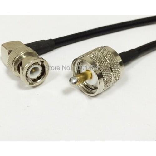 New UHF Male Plug Connector Switch BNC Male Plug Right Angle Convertor RG58 Wholesale Fast Ship 50CM 20"Adapter
