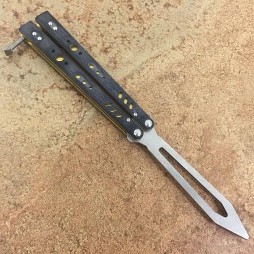Theone Black BRS Replicant Butterfly In Knife Trainer Knife G10+titanium Handle D2 Blade Bushing Free Swinging Rotation Knives