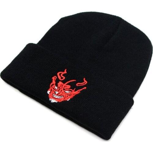 New Angel Skeleton Embroidery Beanie Beanies Men And Women Hat Winter Ski Cycling Warm Cap Fashion Demon Hip Hop Knitted Hats