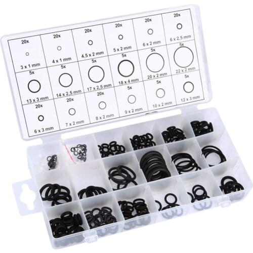 Onnfang 225 Pcs Rubber O-Ring Classification Washer Gasket Seal Black O-Ring Kit 18 Sizes with Plastic Box