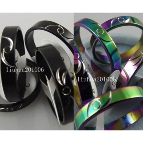 WHOLESALE 36 pcs 4mm fashion Black and colorful cut pattern couple rings