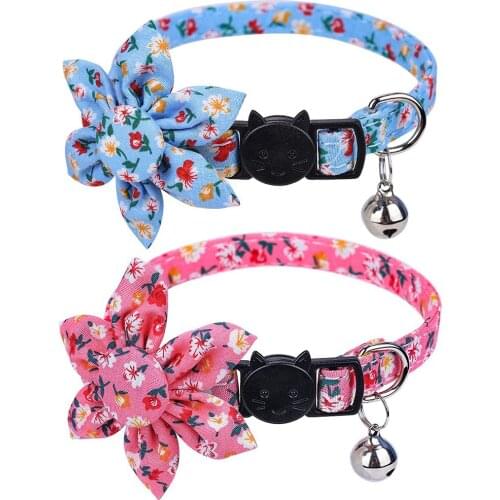 Breakaway Cat Collar with Bells Cat Collars with Sunflower Accessories for Pet Collars Adjustable for Cats and Small Dogs
