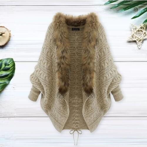 Sweater Coat Cardigan Loose Knitted Coat for Autumn Winter Autumn and winter new loose large size knitted cardigan bat sleeve