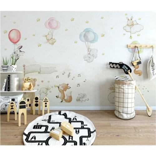 Custom 3D photo wallpaper cartoon hand painted balloon and animal mural Children room sofa background wallpaper papel de parede
