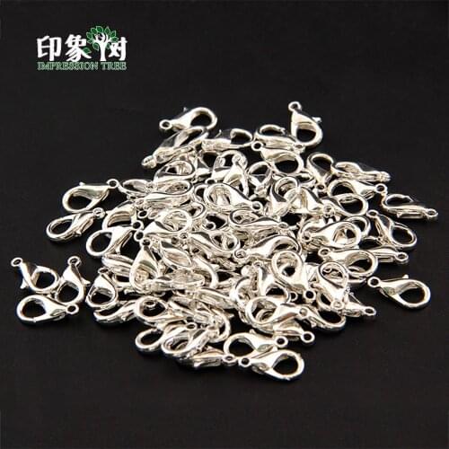 Silver Plated 10/12/14/16mm Metal Lobster Clasps Claw Hooks Nickle Lead Cadmium free DIY Jewelry Making Finding 1121