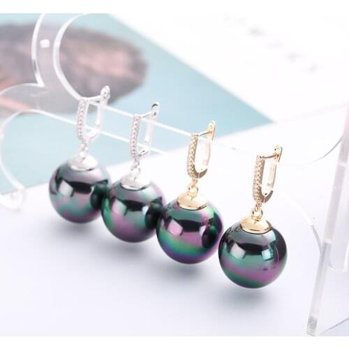 Luxury Black/Red Pearl Drop Earrings AAA Zirconia Gold Silver Color Hanging Big Ball Earrings with Pearl for Women Jewelry Gifts