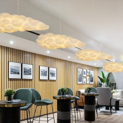Modern creative cloud chandelier cotton lamp childrens room coffee shop clothing store bar Nordic white cloud chandelier