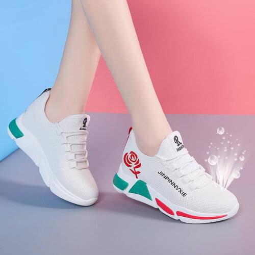 Fashion Trendy Women Vulcanized Shoes Breathable Mesh Shoes Fly Weave Tenis Feminino All-match Soft Soled Outdoor Walking Shoes