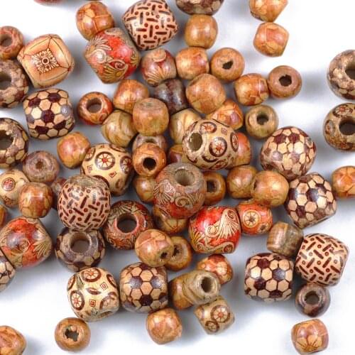 WLYeeS 10/12/16mm Small Size Jewelry Type Mixed Wooden Beads Big Hole Bead Fit Charm Bracelet DIY For Jewelry Making Accessories