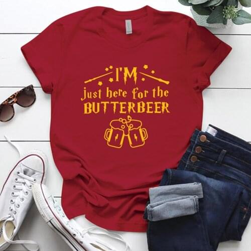 I'm Just Here for The Butterbeer Print Aesthetic Graphic T Shirts Summer Clothes for Women Streetwear Plus Size Woman Tshirts