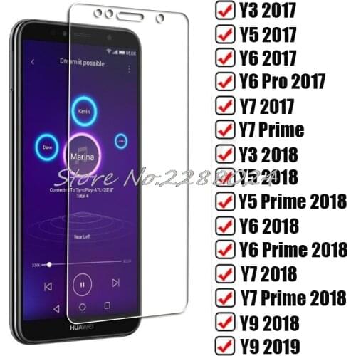 HD Tempered Glass For Huawei Y5 Y3 Y6 Pro Y7 2017 Prime 2018 Y9 2019 Y7Prime Y5Prime Screen Protector Film