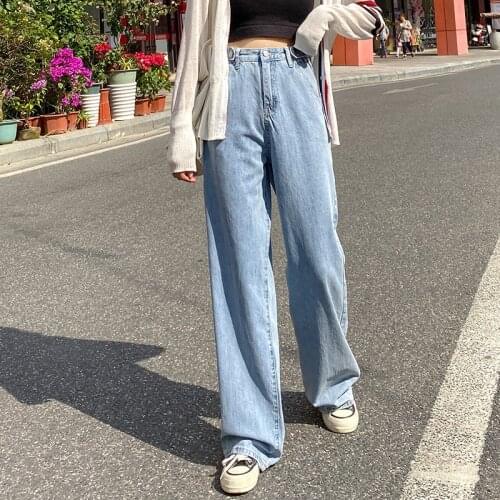 Woman High Waist Jeans Fashion Wide Leg Straight Pants Loose Comfortable Casual Denim Clothing Harem Pants