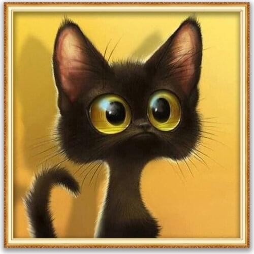 Animal Carton Cat Full Square Round Stones DIY 5D Diamond Painting Kit Diamond Embroidery Mosaic Rhinestone Picture Living Room