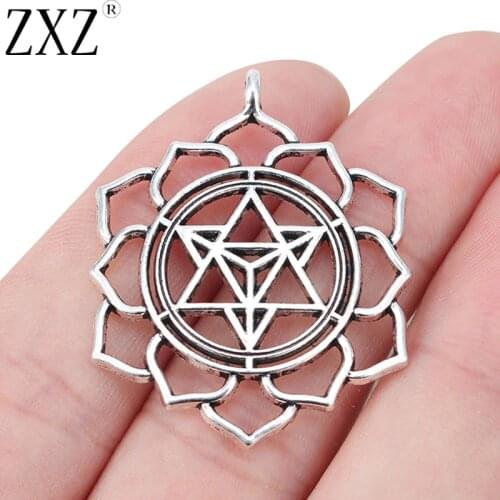 ZXZ 10pcs Tibetan Silver Merkaba Meditation Charms Pendants for Jewelry Making Findings 39x31mm