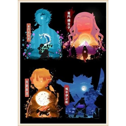 1 Panels HD Anime Nezuko Boy Picture Kamado Tanjirou Demon Slayer Kimetsu No Yaiba Poster Animation Art Wall Decor Paintings