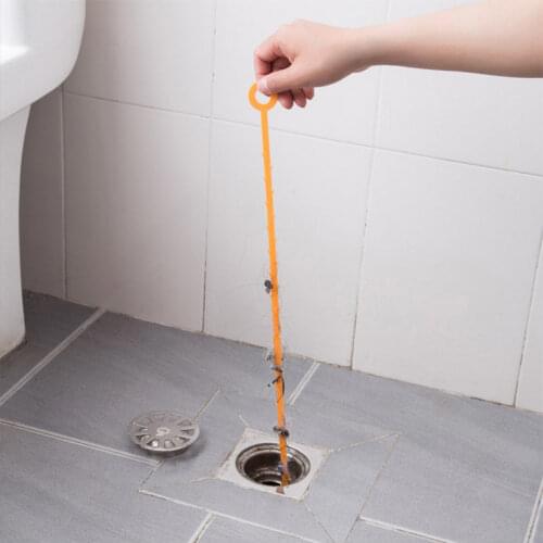 1PC Kitchen Sink Cleaning Hook Sewer Dredging Spring Pipe Hair Dredging Tool Removal Sink Cleaning Tool with 47.5CM New