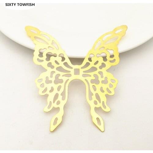 6 pcs/lot 69*73mm Gold color/White K Metal Filigree Big Flower Slice butterfly Charms For Jewelry Making Handmade DIY Accessory